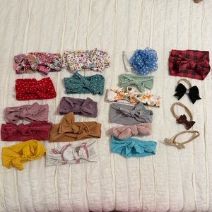 20 Baby Bling(10) & More(10) Colorful Kids Baby Headband Hair Bows Set